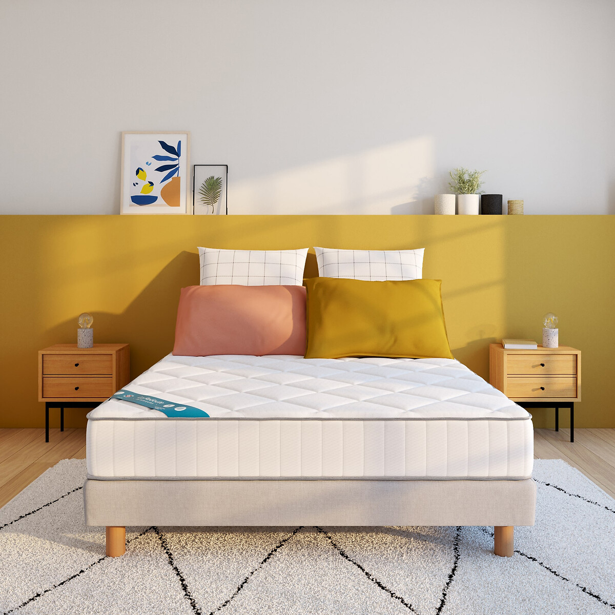 LA REDOUTE INTERIEURS<br>Conjunto, colchão de látex, semi-firme 3 zonas + base de cama