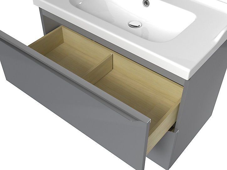Meuble sous vasque à suspendre GoodHome Imandra gris 80 cm