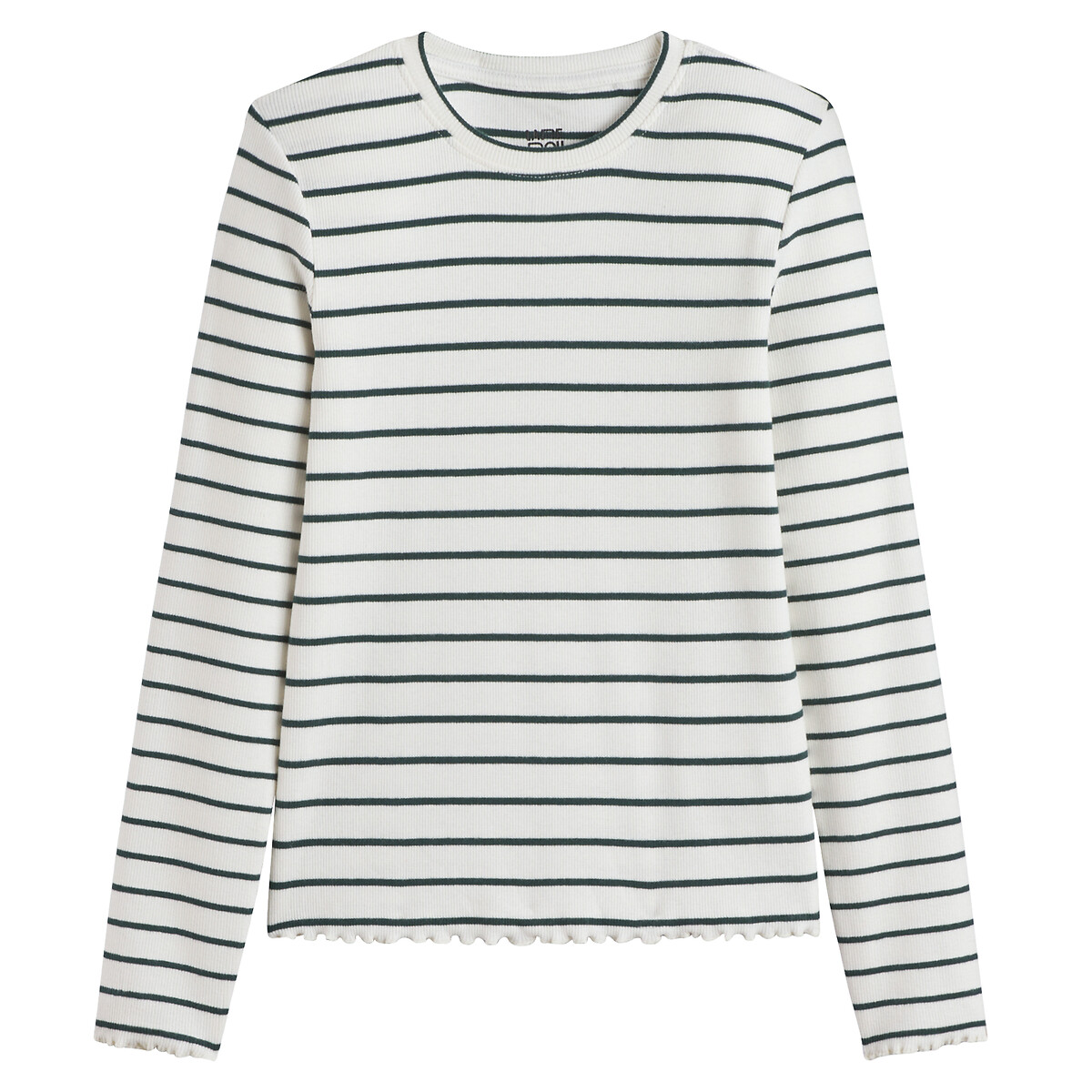COLEÇÕES LA REDOUTE<br>Camiseta de manga comprida com listras caneladas