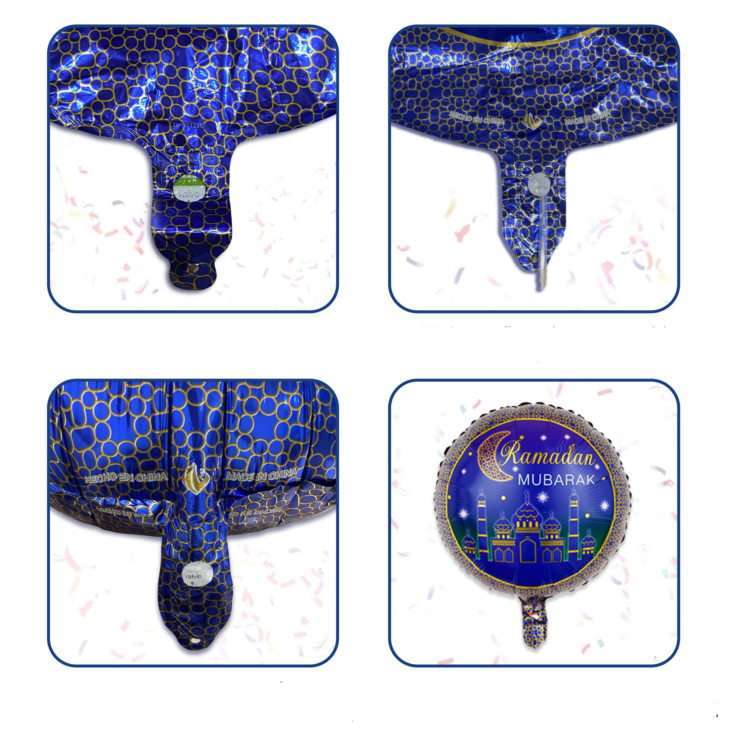 (19-tlg. Set) Ramadan Mubarak Girlande Bajram Party Deko   Latex- & Folien Luftballons - Gold / Lila