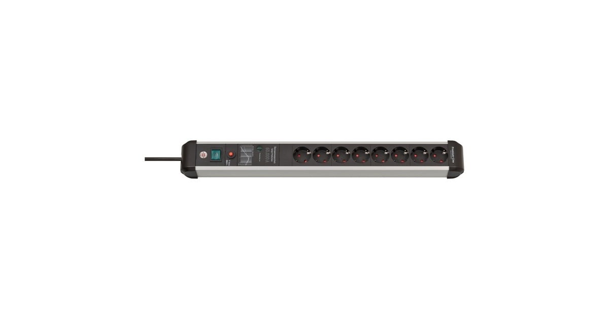 BrennenstuhlPremium-Protect-Line stekkerdoos 8-voudig met overspanningsbeveiliging stekkerdoos  (Zwart/aluminium)