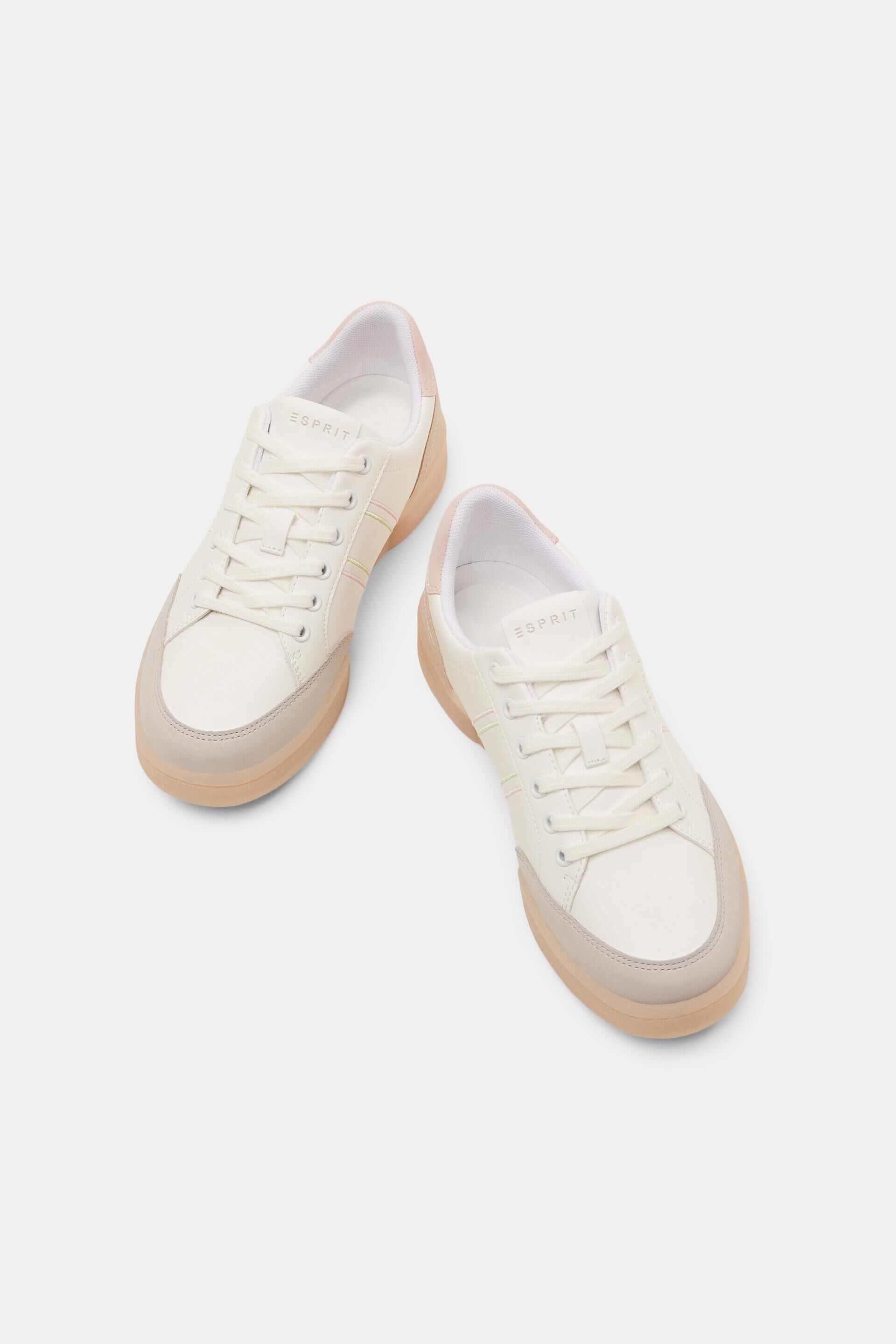 Sneakers en similicuir à semelle colorée