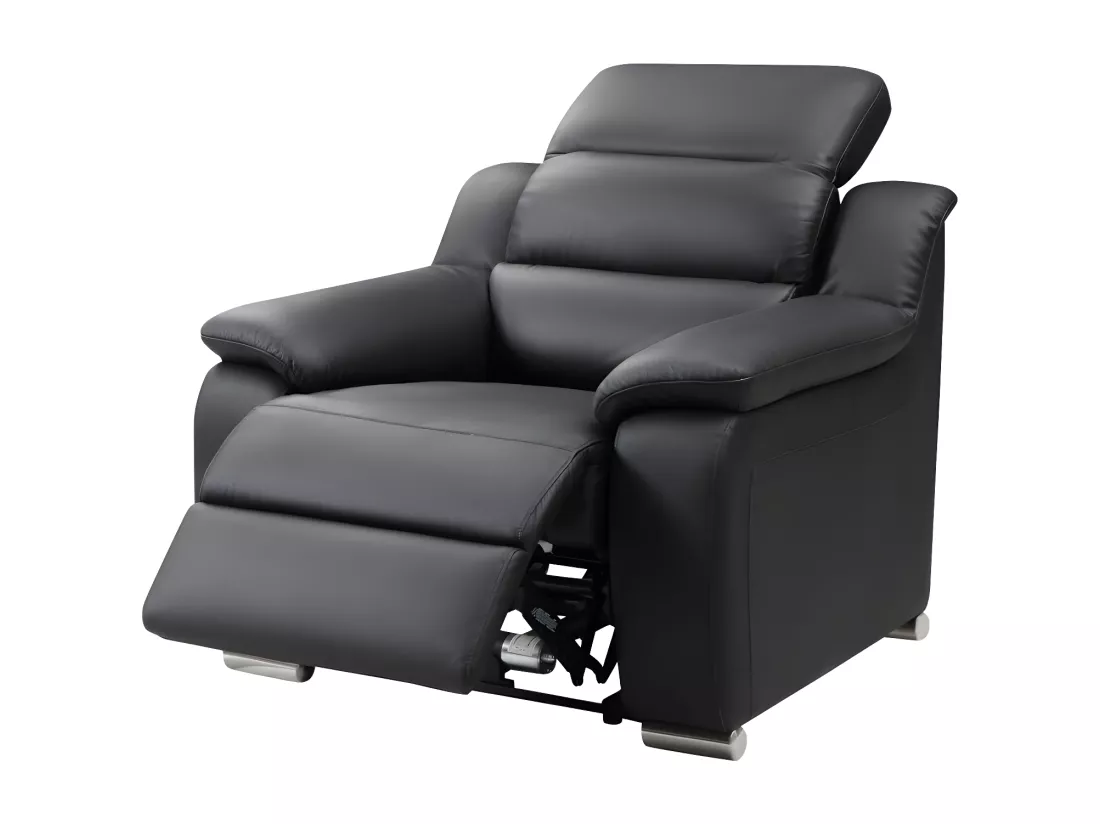 Canapé 3 places et fauteuil relax électrique en cuir noir ARENA III