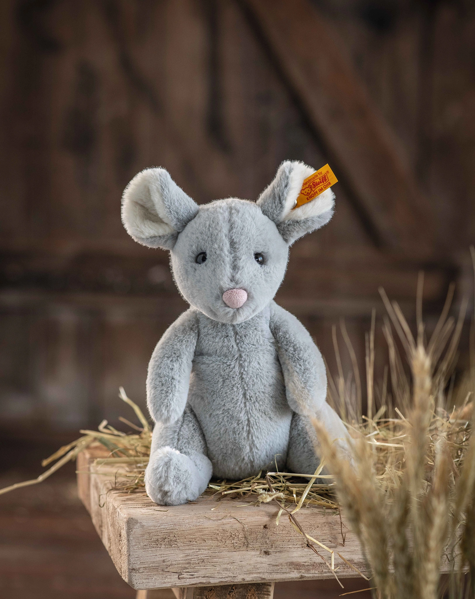 Kuscheltier CHEESY MAUS (19cm) sitzend in grau