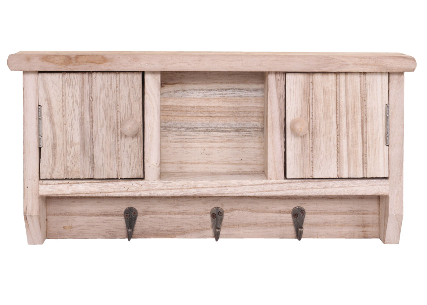 Schlüsselbrett MCW-A48, Schlüsselkasten Schlüsselboard mit Türen, Massiv-Holz MVG-zertifiziert ~ natur