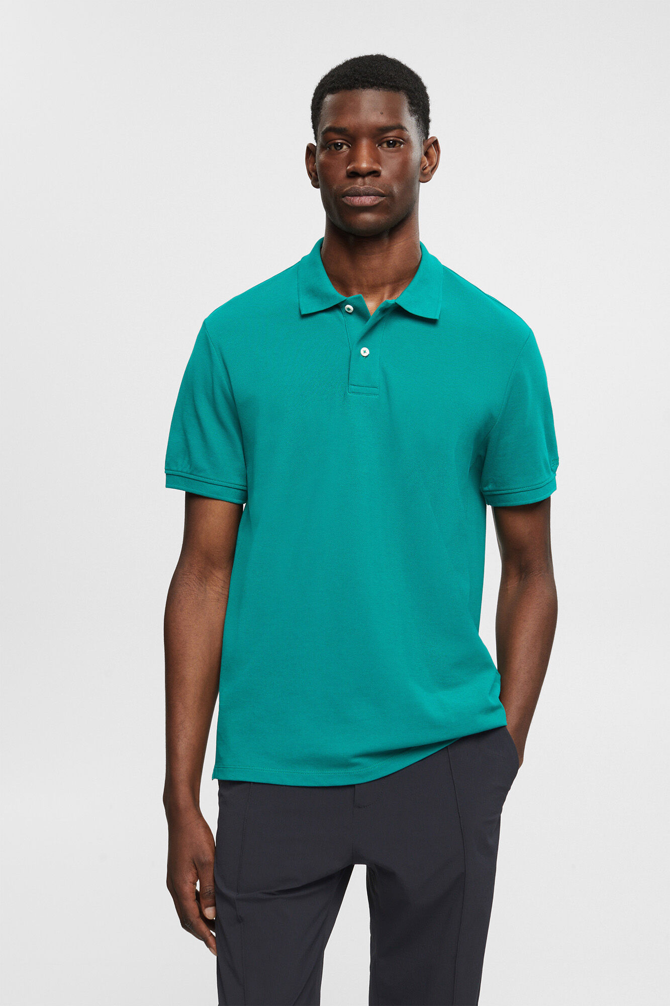 Camisa polo básica em piqué de algodão - Verde