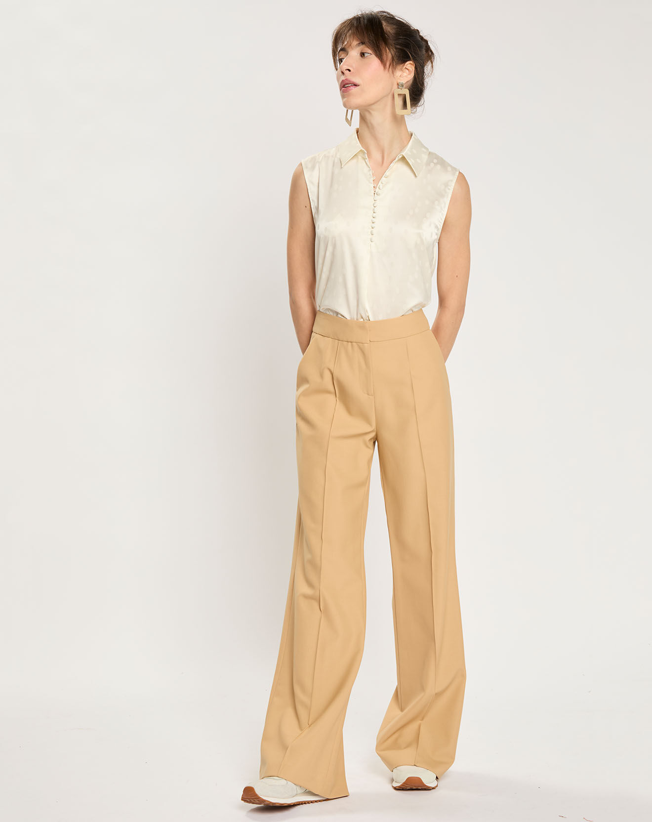 Zapa Pantalon en Laine mélangée Pervenche noisette