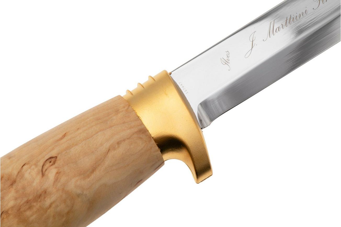 Marttiini Lynx Golden 160014, Satin Stainless Steel, Golden Guard, Curly Birch outdoormes