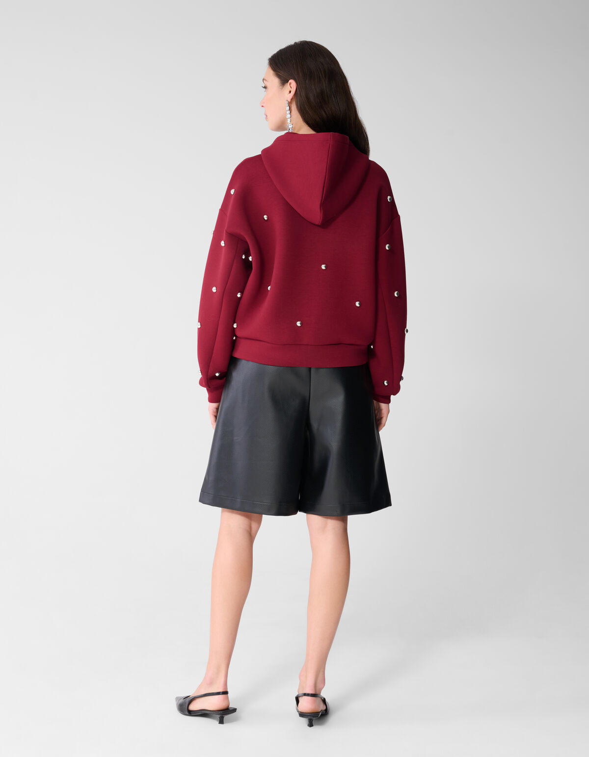 Relaxed Fit Vegan Leren Short Zwart