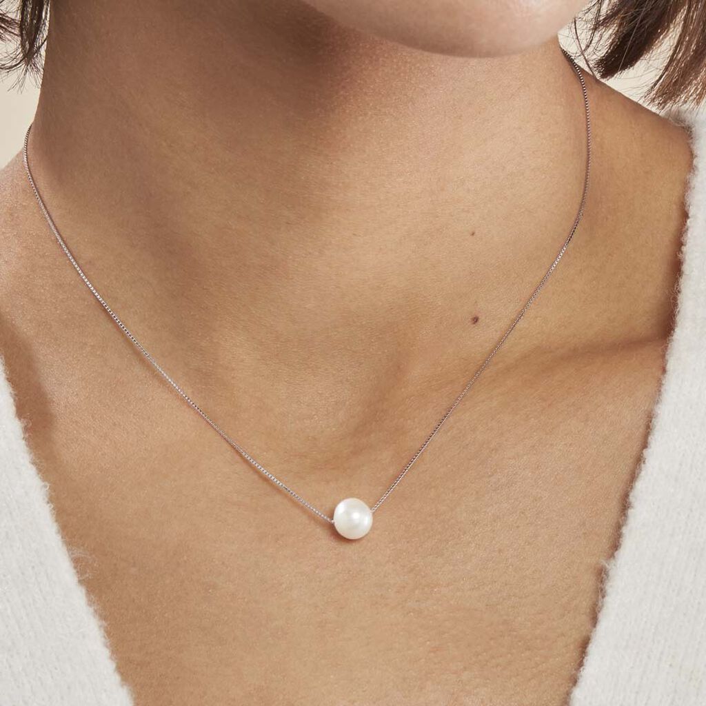 Collier Rada Maille Venitienne Argent Blanc Perle De Culture