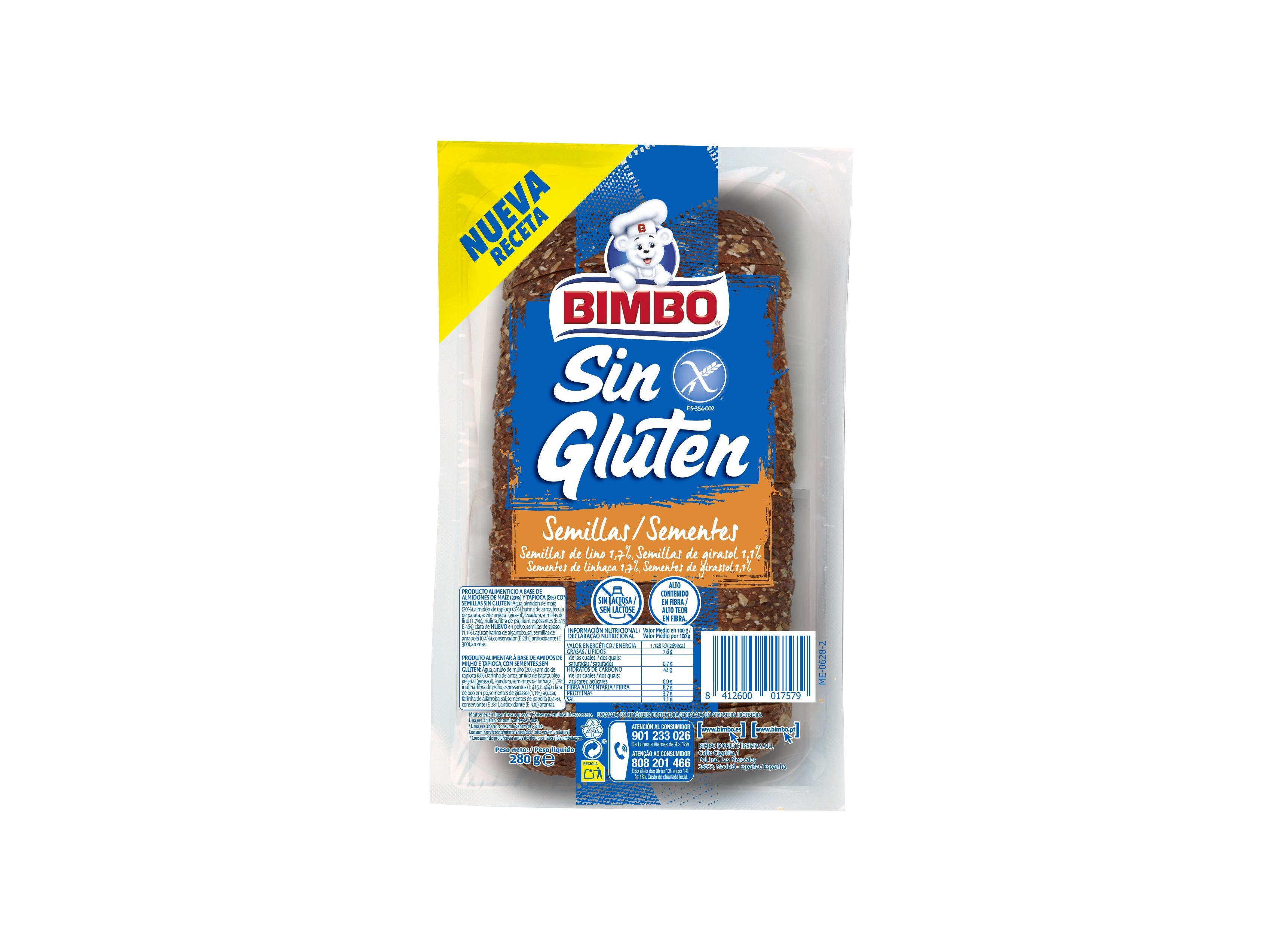 PÃO BIMBO SEM GLÚTEN SEMENTES 280 G