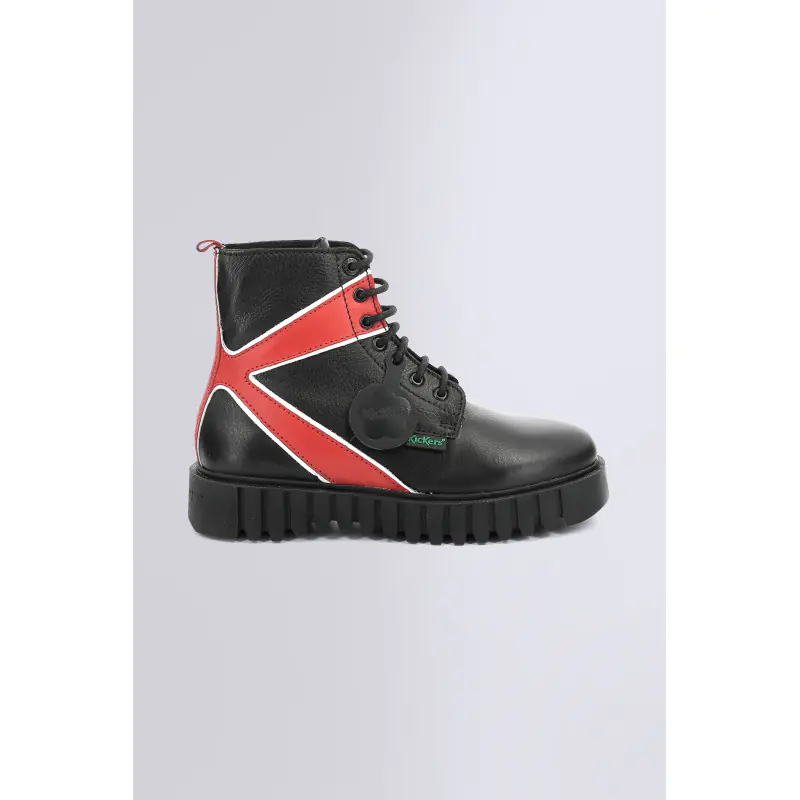 KICK FABULOUS NOIR ROUGE BOOTS Cuir Femme