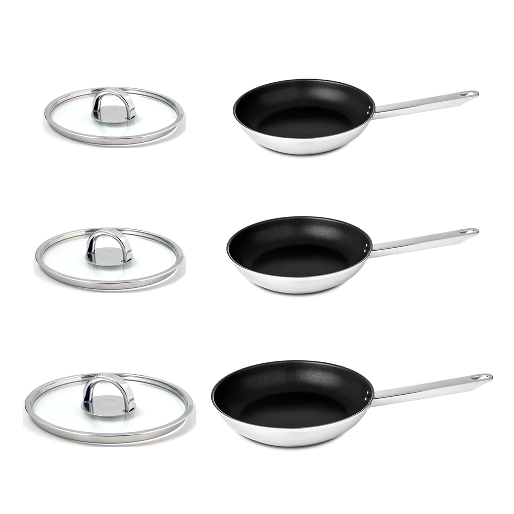 Set de 3 poêles et leurs couvercles Atlantico Silampos
