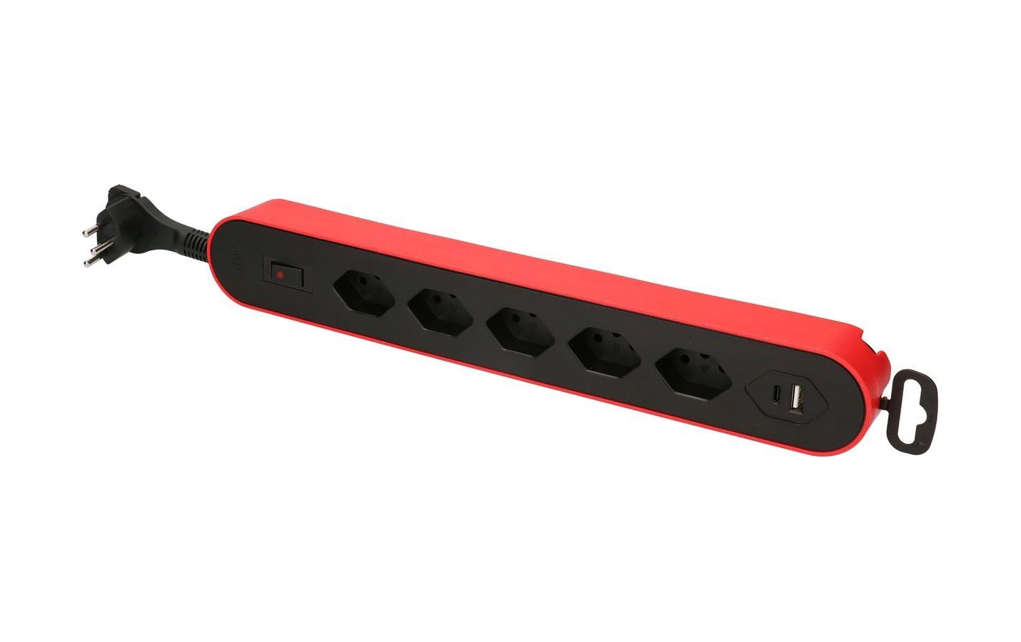 Steckdosenleiste Design Line 5x T13 USB A+C rotSteckerleiste 5x T13 mit USB C/A
