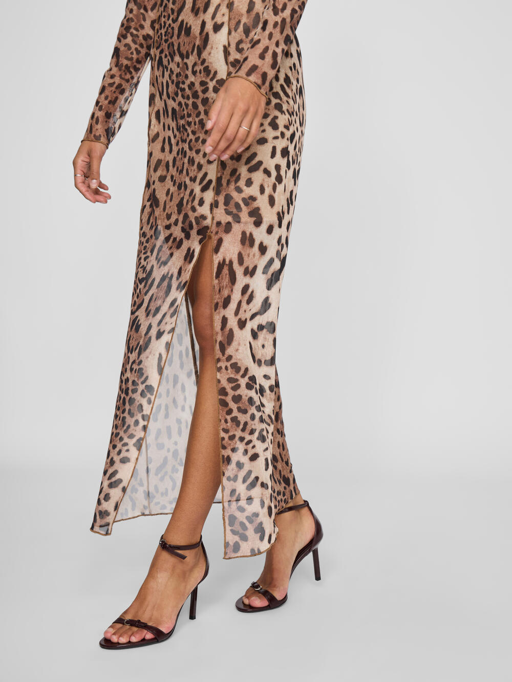 Vila  Vininna L/S Mesh midi kjole - sort