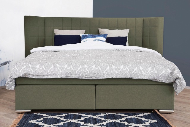 PLACES OF STYLE Boxspringbett »Piazza« mit Steppung und Kopfteil mit seitlichen Flügeln