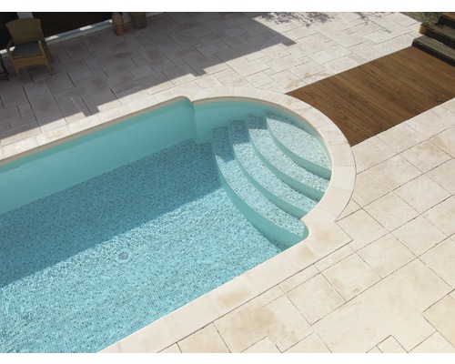 Zwembadrand, Bergerac Element met binnenbocht voor een radius van 160 cm, Champagne, 50 x 31 x 3,2 cm