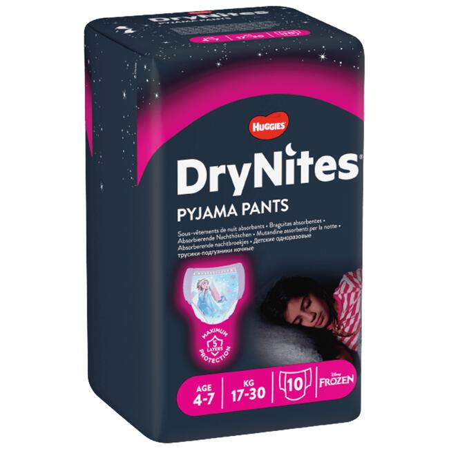 DryNites Frozen Luierbroekjes Meisjes 4 Tot 7 Jaar (17 - 30 kg) 10 stuks