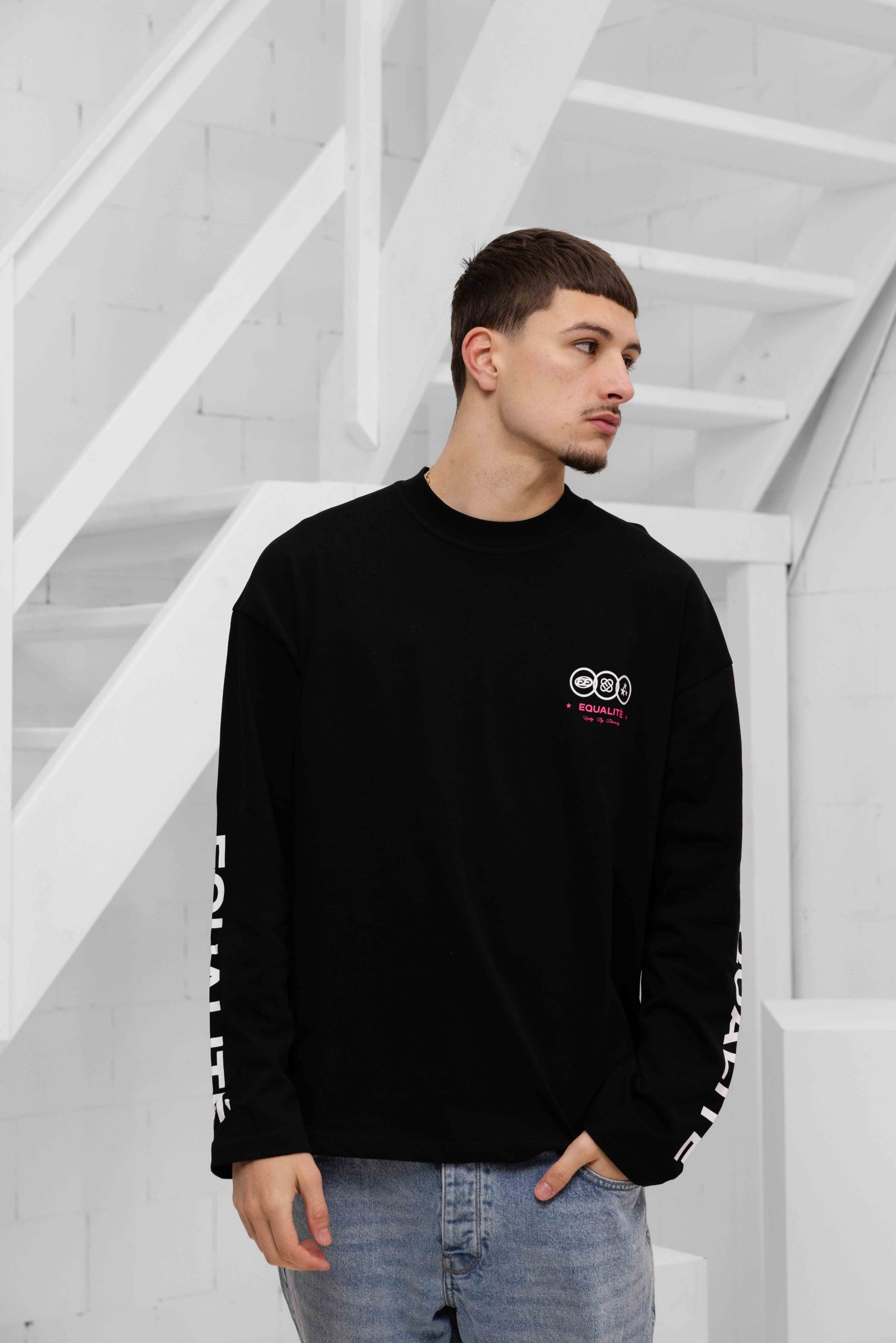 Equalité Universe Longsleeve T-Shirt Heren Zwart/Roze