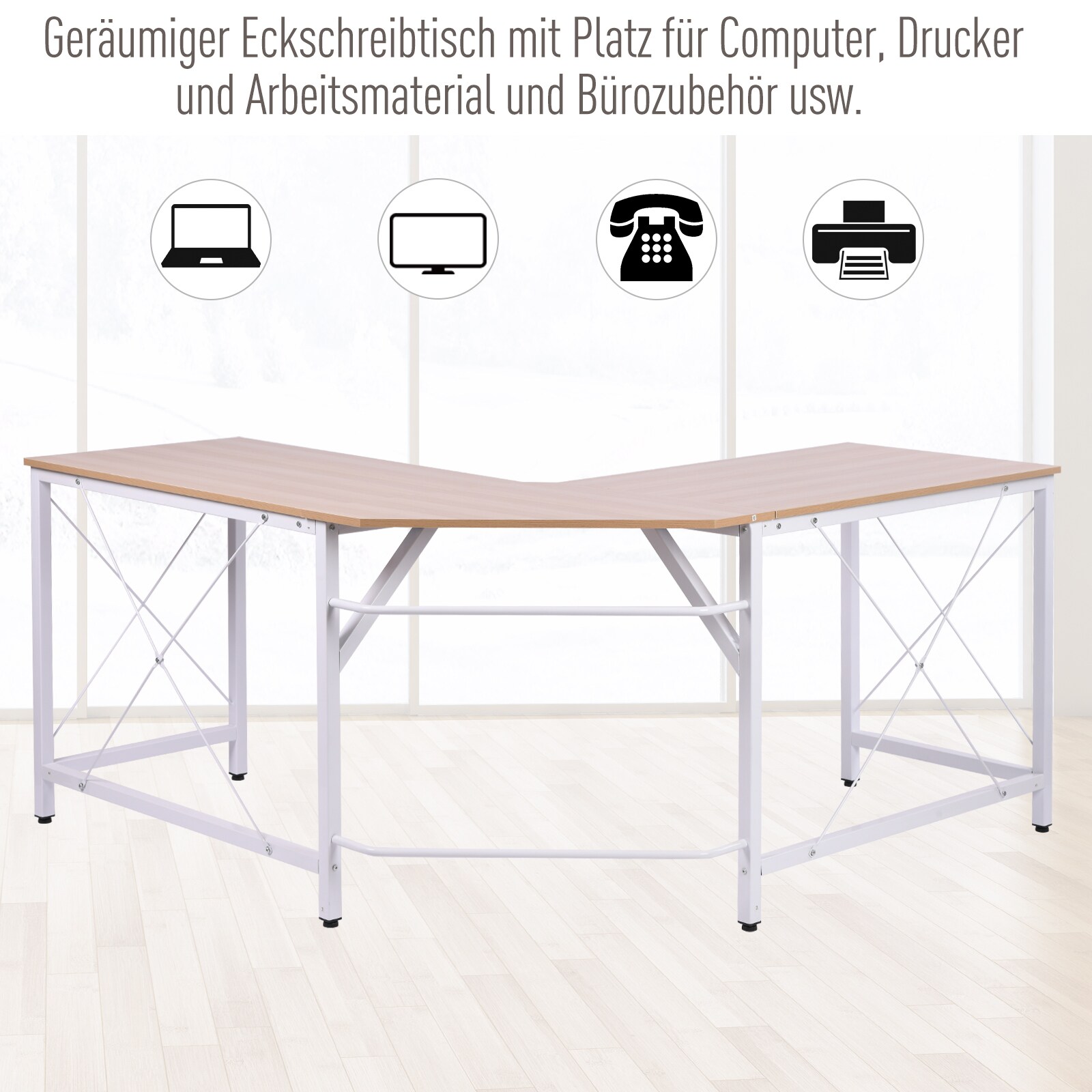 HOMCOM Winkelschreibtisch 150 x 150 x 76 cm (LxBxH)