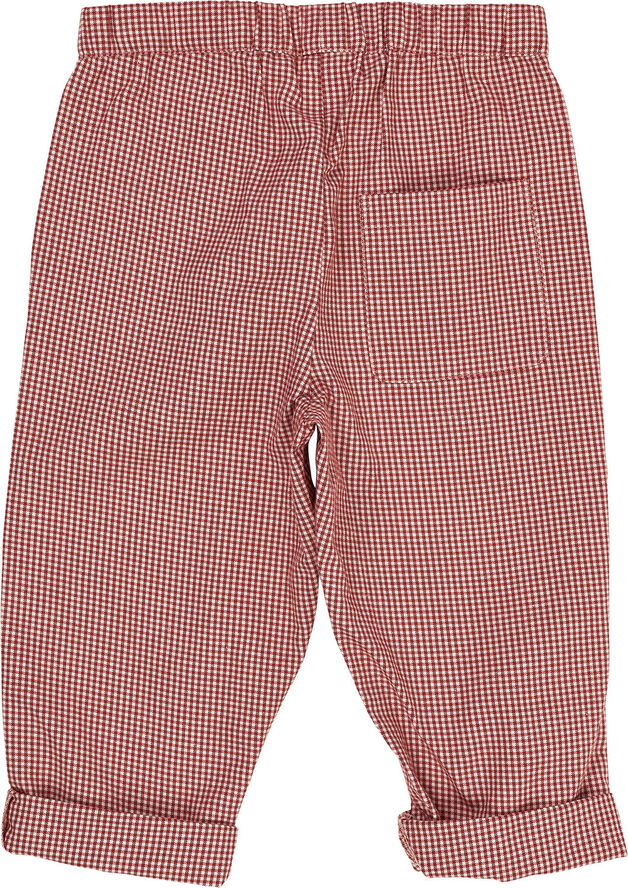 Copenhagen Colors CHECK PANT WITH ELASTIC AT THE WAIS Red check combi