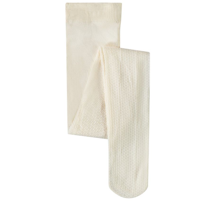 Collants fins en résille unie pour fille - Ecru