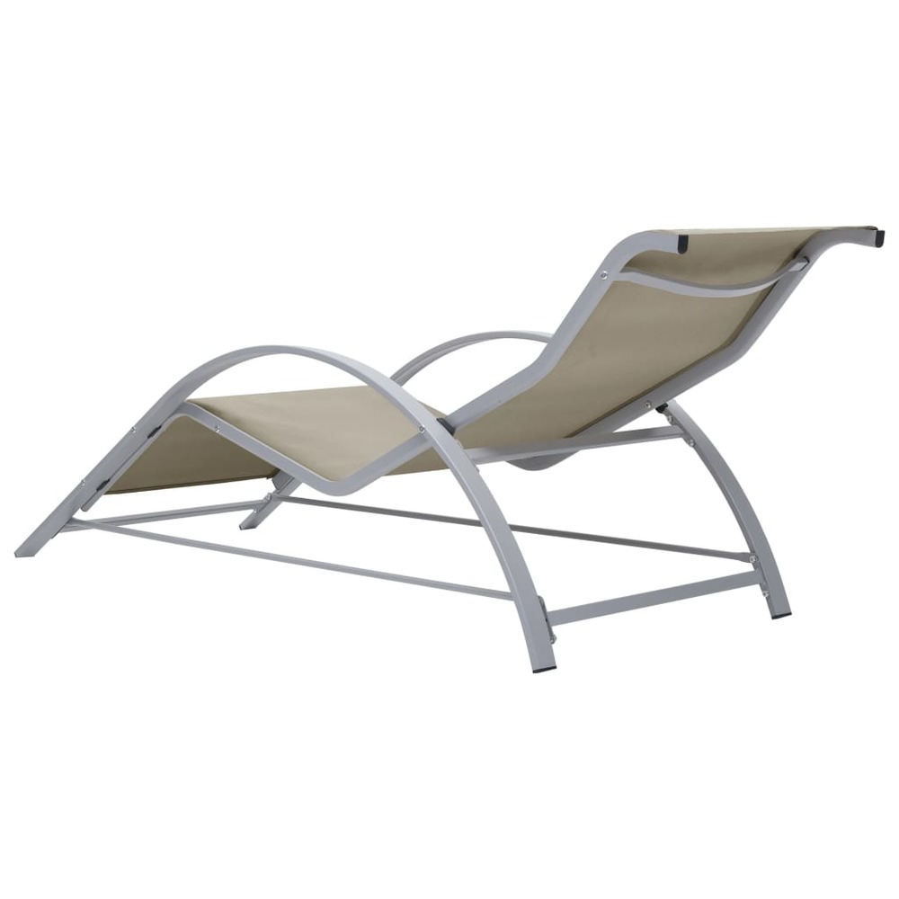 Transat chaise longue bain de soleil lit de jardin terrasse meuble d'extérieur textilène et aluminium crème