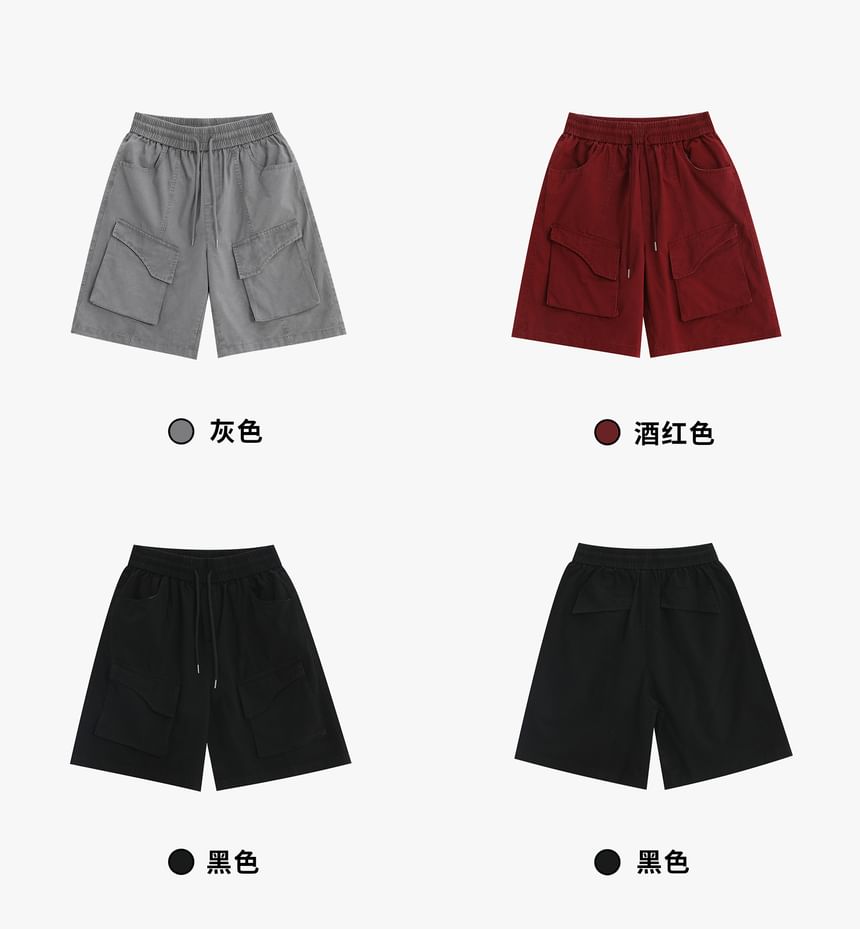 INStudio - Effen cargoshorts met trekkoordtaille