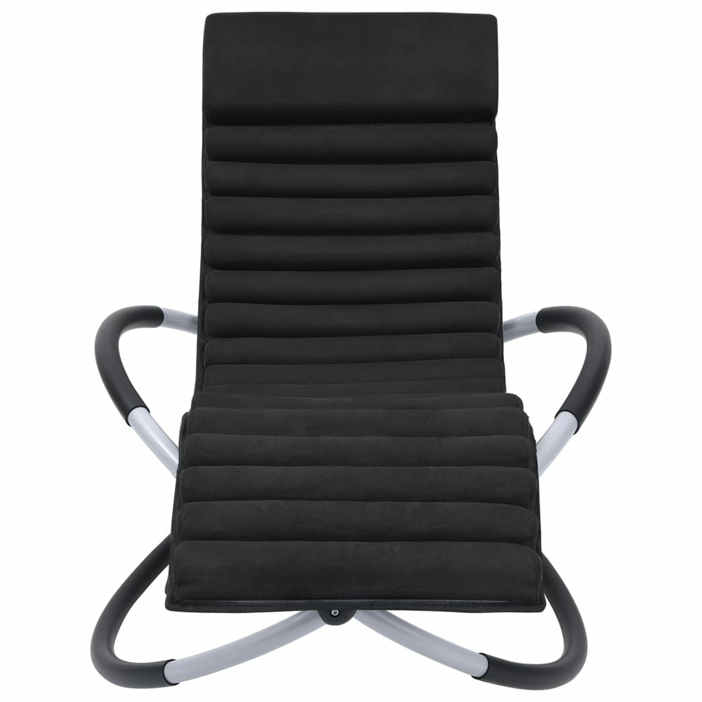 Chaise longue d'extérieur avec coussin acier noir