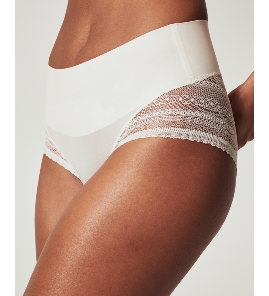 Calcinha de cintura alta SPANX com renda branca