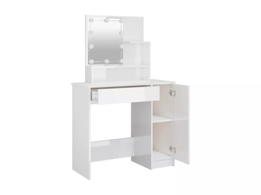 Coiffeuse avec LED blanc brillant 86,5x35x136 cm