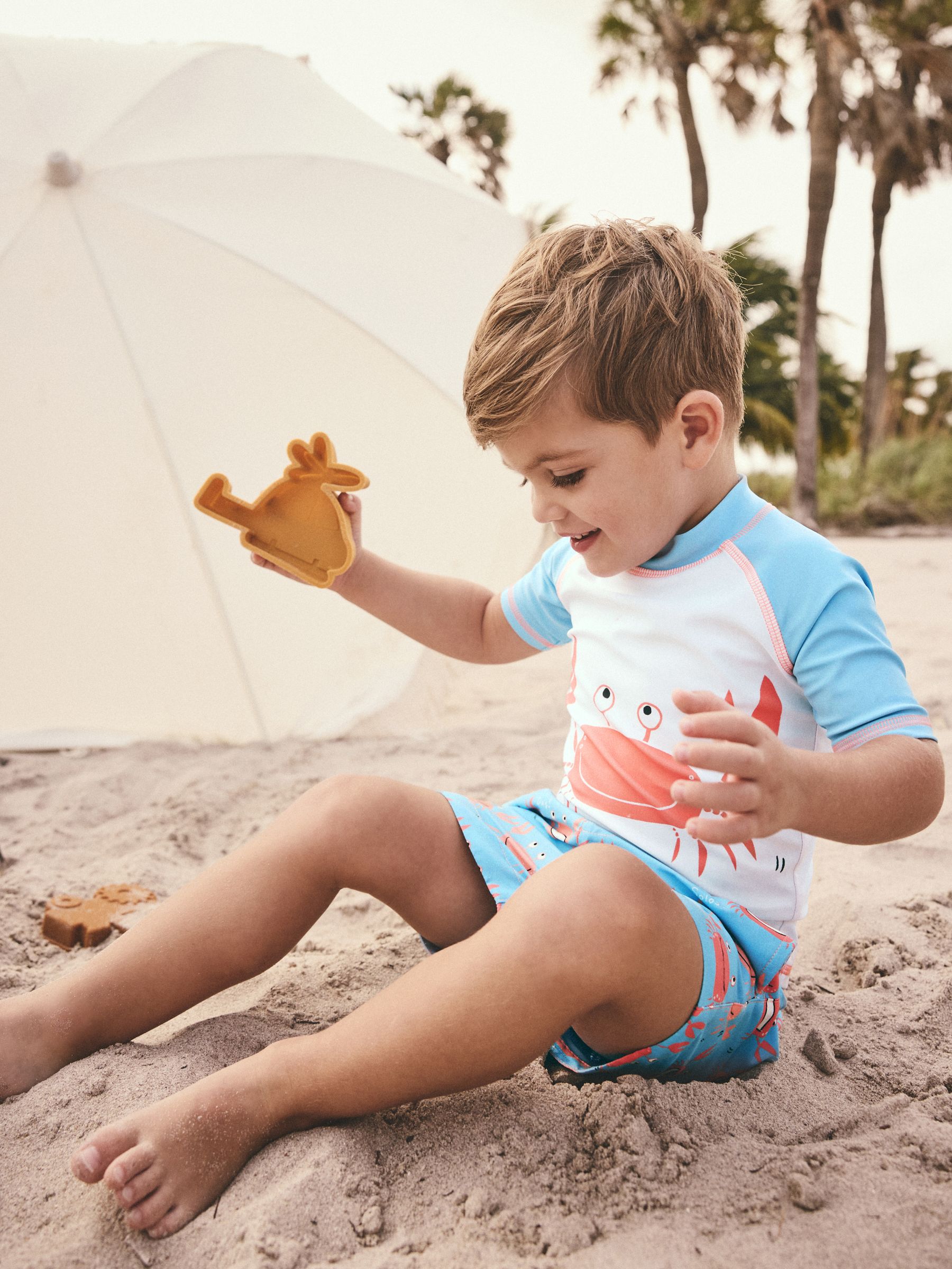 Blauw-witte krab - Set van surfhemdje en shorts (3 mnd - 7 jr)
