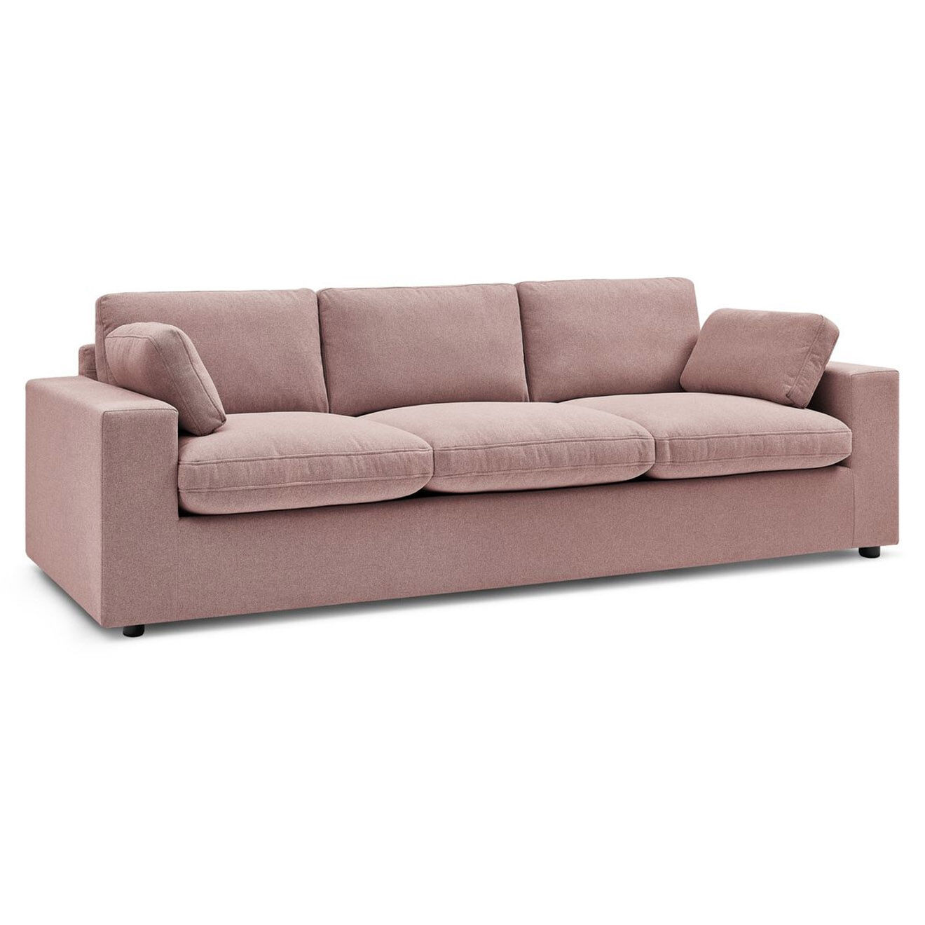 Bobochic Canapé droit fixe 3 places belair rose - 250x93x80 cm