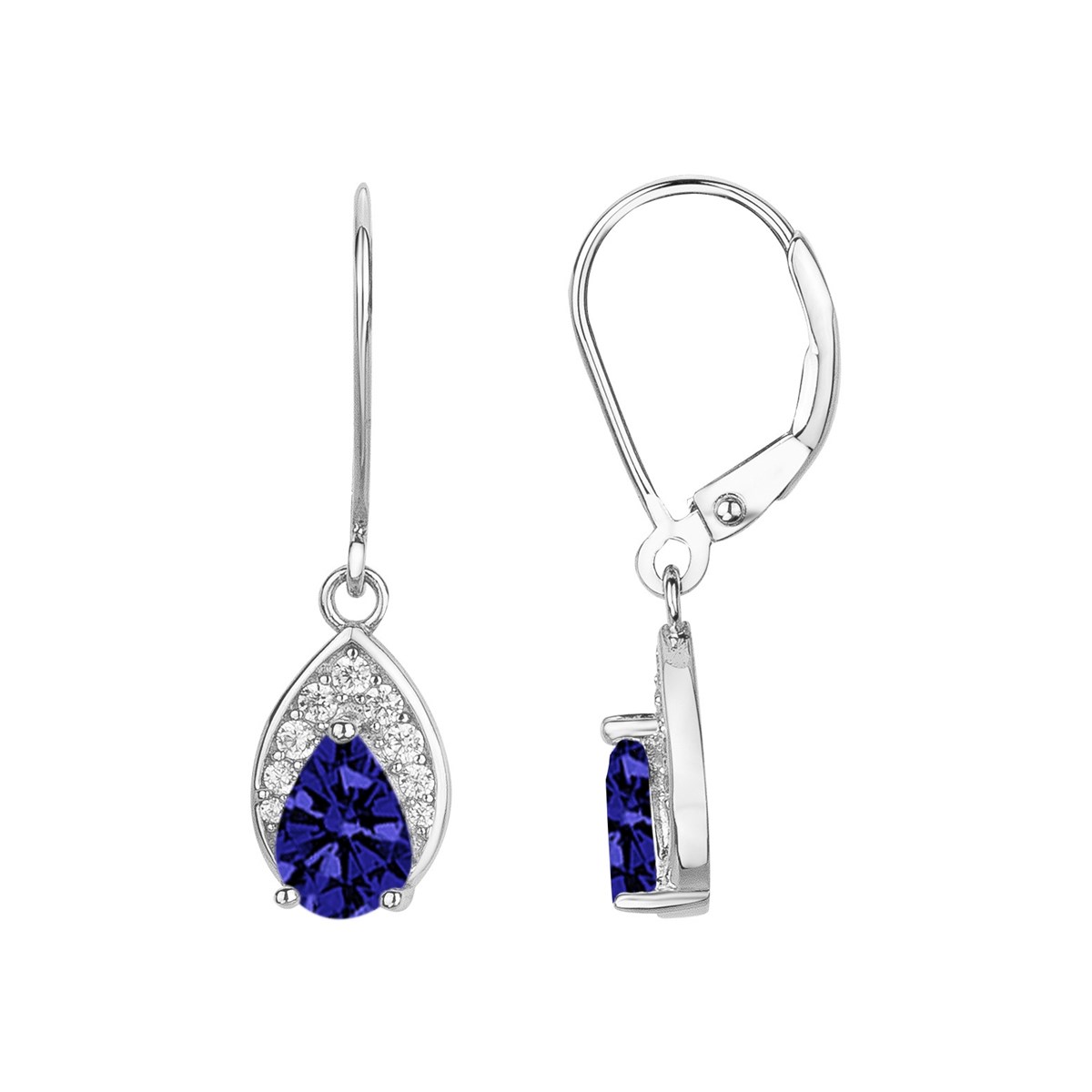 Boucles d'oreilles dormeuses en Argent avec spinelle bleu saphir
