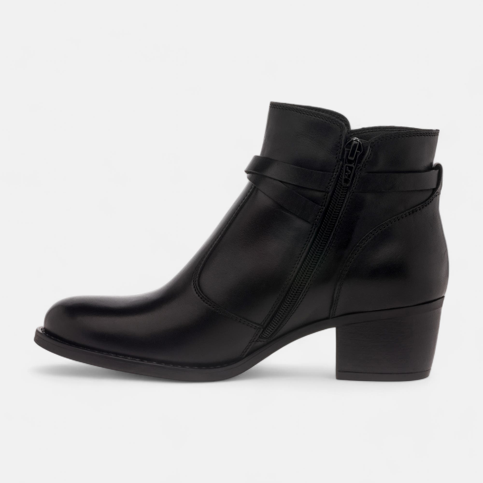 Bottines à talon Femme en cuir noir