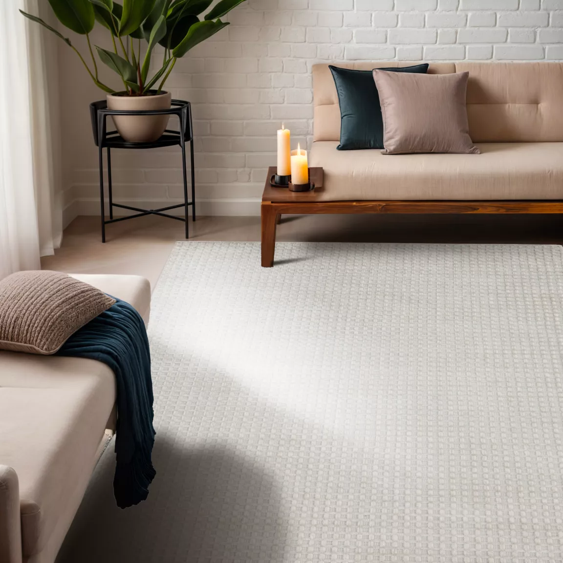 Tapis de salon rectangulaire tissé (160 x 230 cm) Ravi Beige pampa
