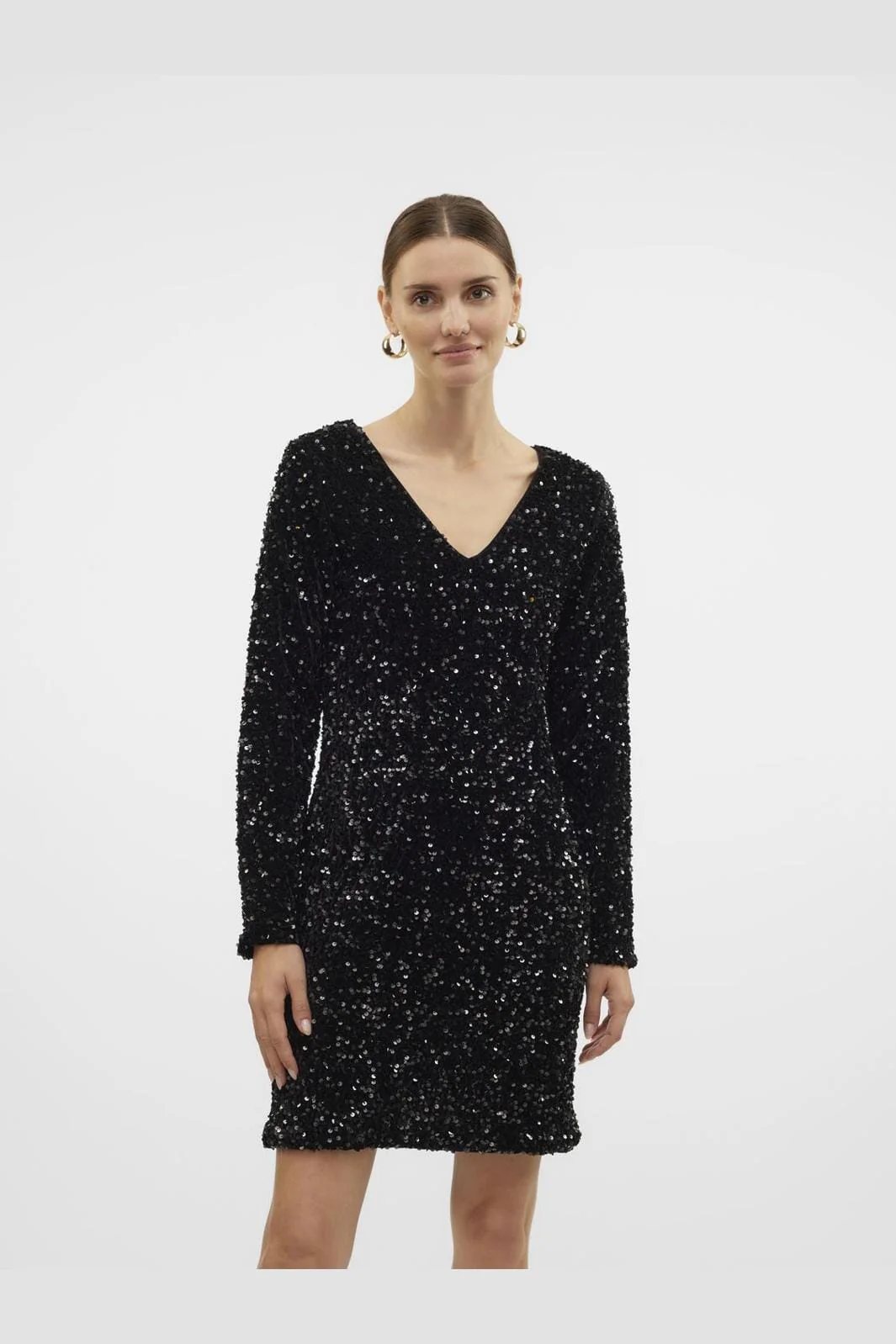 Vero Moda Vmbella Ls Short 2-Way Dress 4675526 black black sequins