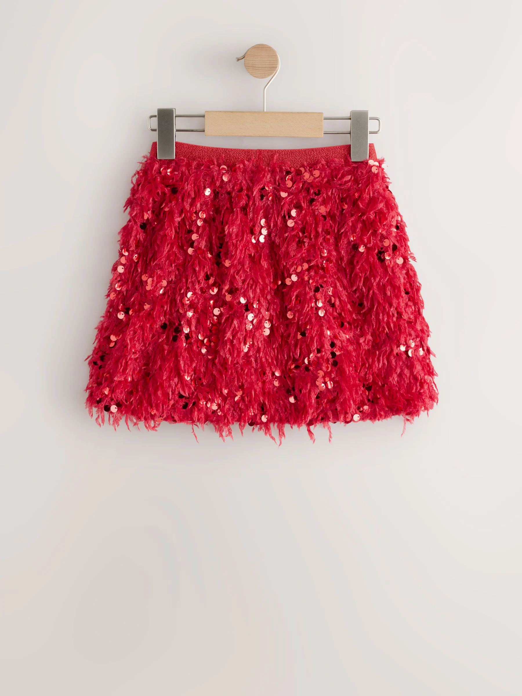 Red Fluffy Sequin - Rok (3-16jr)