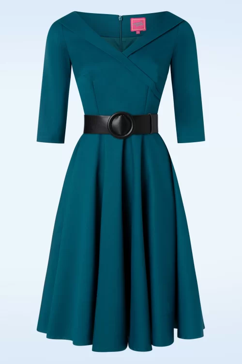 Glamour Bunny Aviva swing jurk in petrol blauw