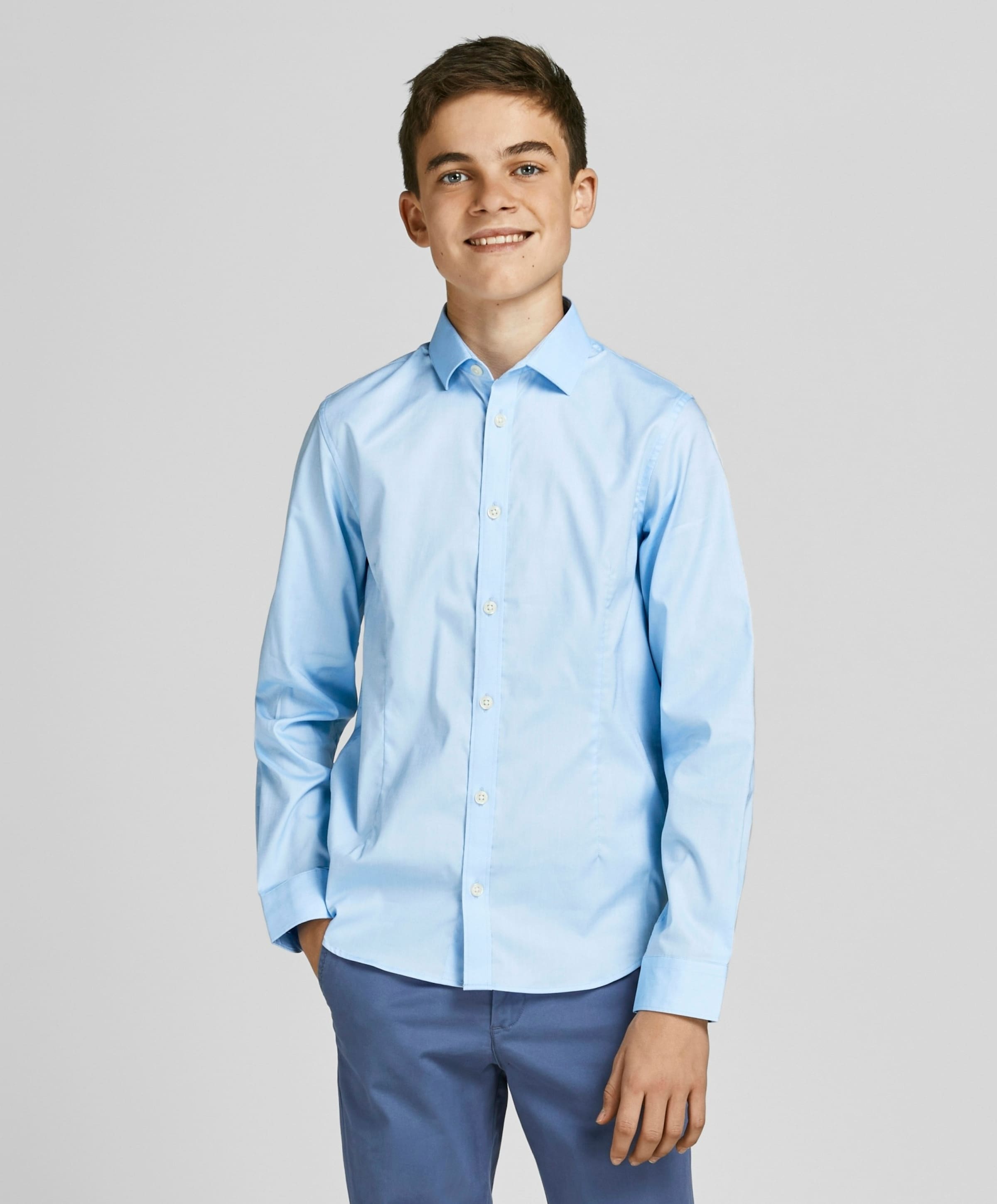 Jack & Jones Jongens overhemd lange mouw blauw