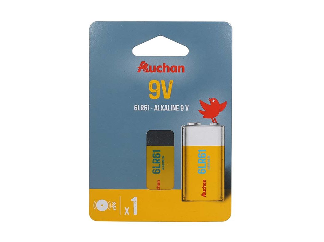 PILHA ALCALINA AUCHAN STANDARD 9V 6LR61