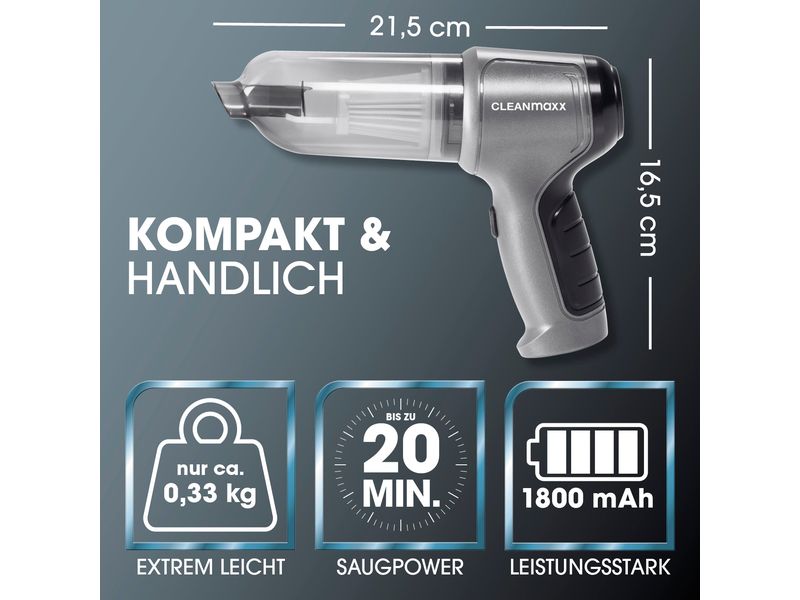 CLEANmaxx Akku-Handsauger Grau Handstaubsauger