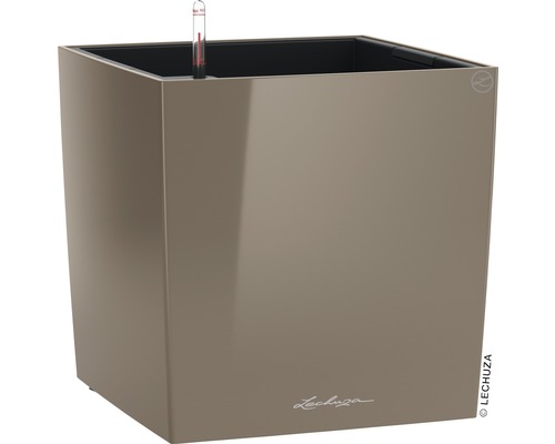 Lechuza Cube Premium 40 plantenbak, 40x40x40 cm, taupe, inclusief plantenbak en zelfbewateringssysteem