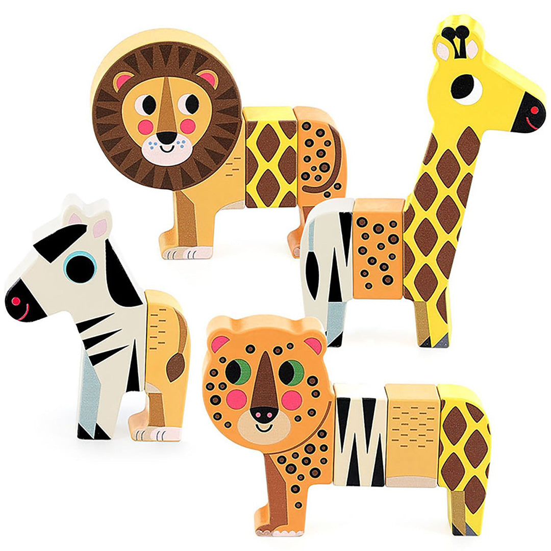 vilac puzzel grappige dieren - savanne - 4x3st