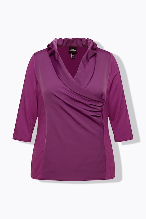 Shirt, Taft-Kragen, Classic, V-Ausschnitt, 3/4-Arm