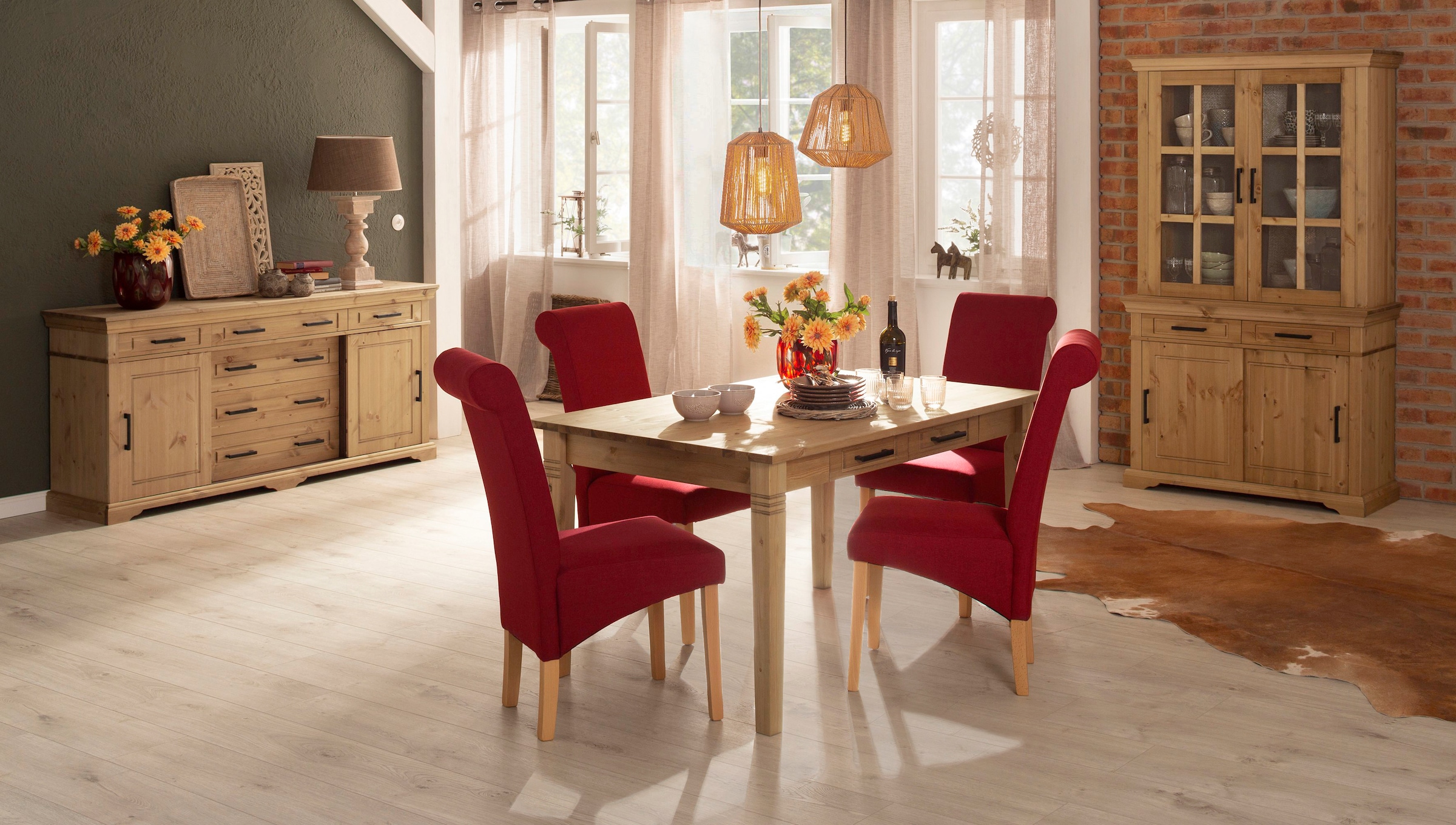Home affaire Vitrine »Anabel« aus massiver Kiefer, FSC®, Breite 110 cm