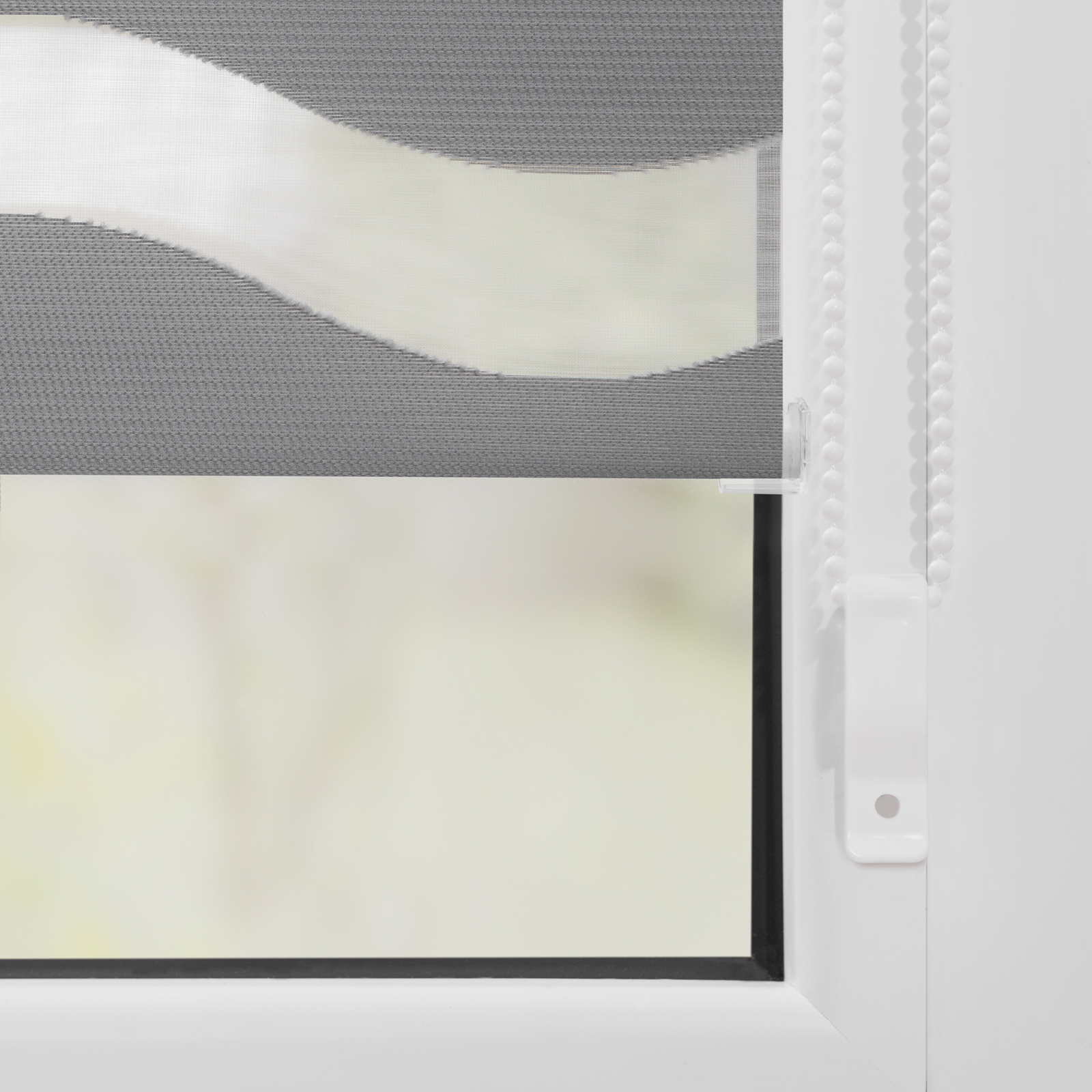 LICHTBLICK Doppelrollo - grau - Wellen - 45x150 cm