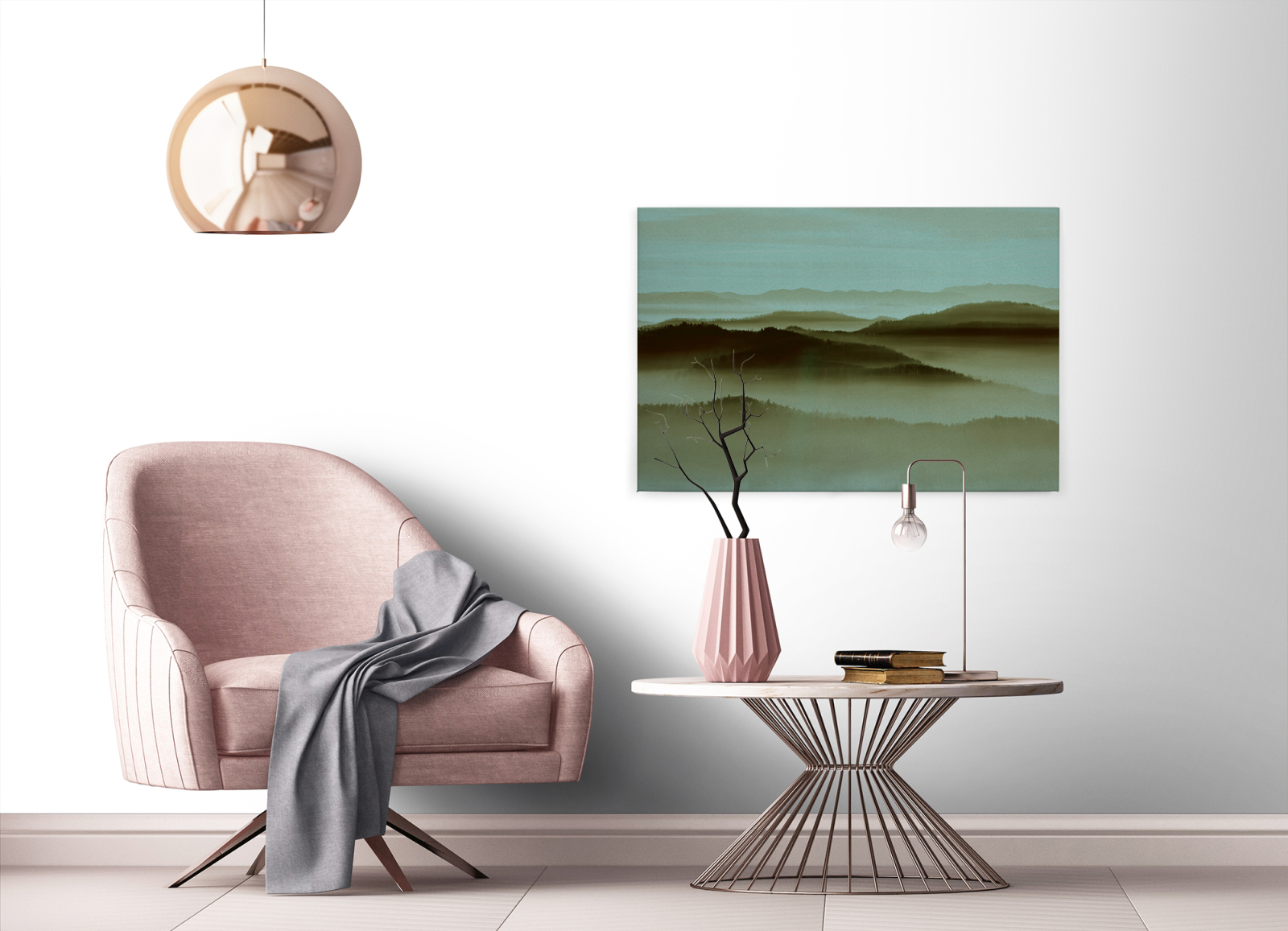 Leinwandbild HORIZONT - grün-blau - 90x60 cm