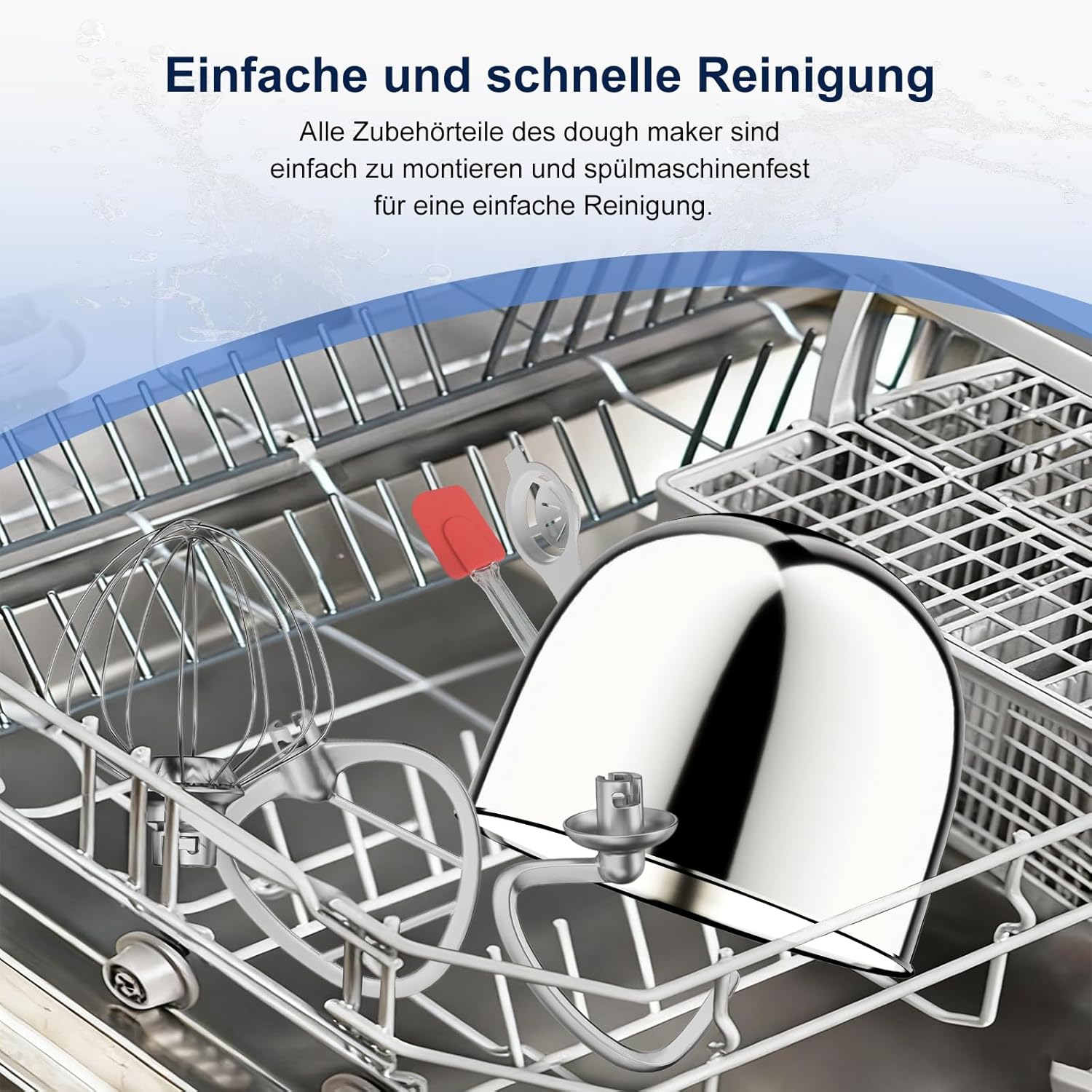 Camic Küchenmaschine mit 3 Zubehörteilen (Knet, Rühr, Schneebesen), Teigmaschine mit LED-Display, Zeit einstellen, 10 Geschwindigkeitsstufen, 2 Edelstahlschüsseln 4L+5L, für Teig, Brot, Pizza, Kuchen