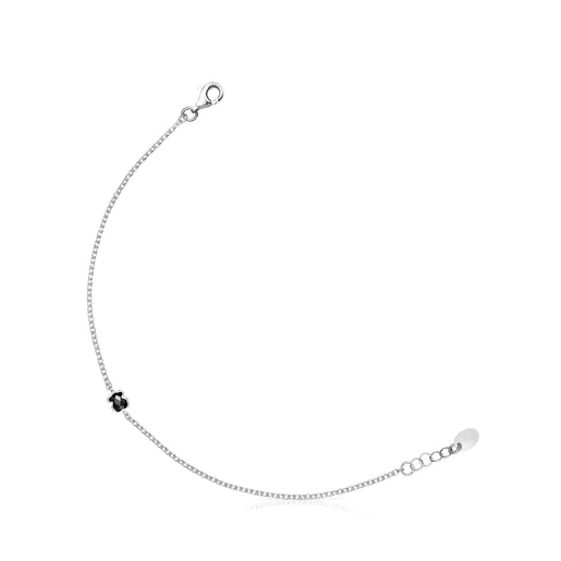 Pulseira de prata com ônix de 0,4 cm. TOUS Mini Onyx